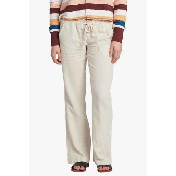 NEW ROXY WOMEN'S SEZ0 OCEANSIDE QUIKSILVER ARJNP03006 FLARED LINEN PANTS-FALL M - Picture 4 of 12